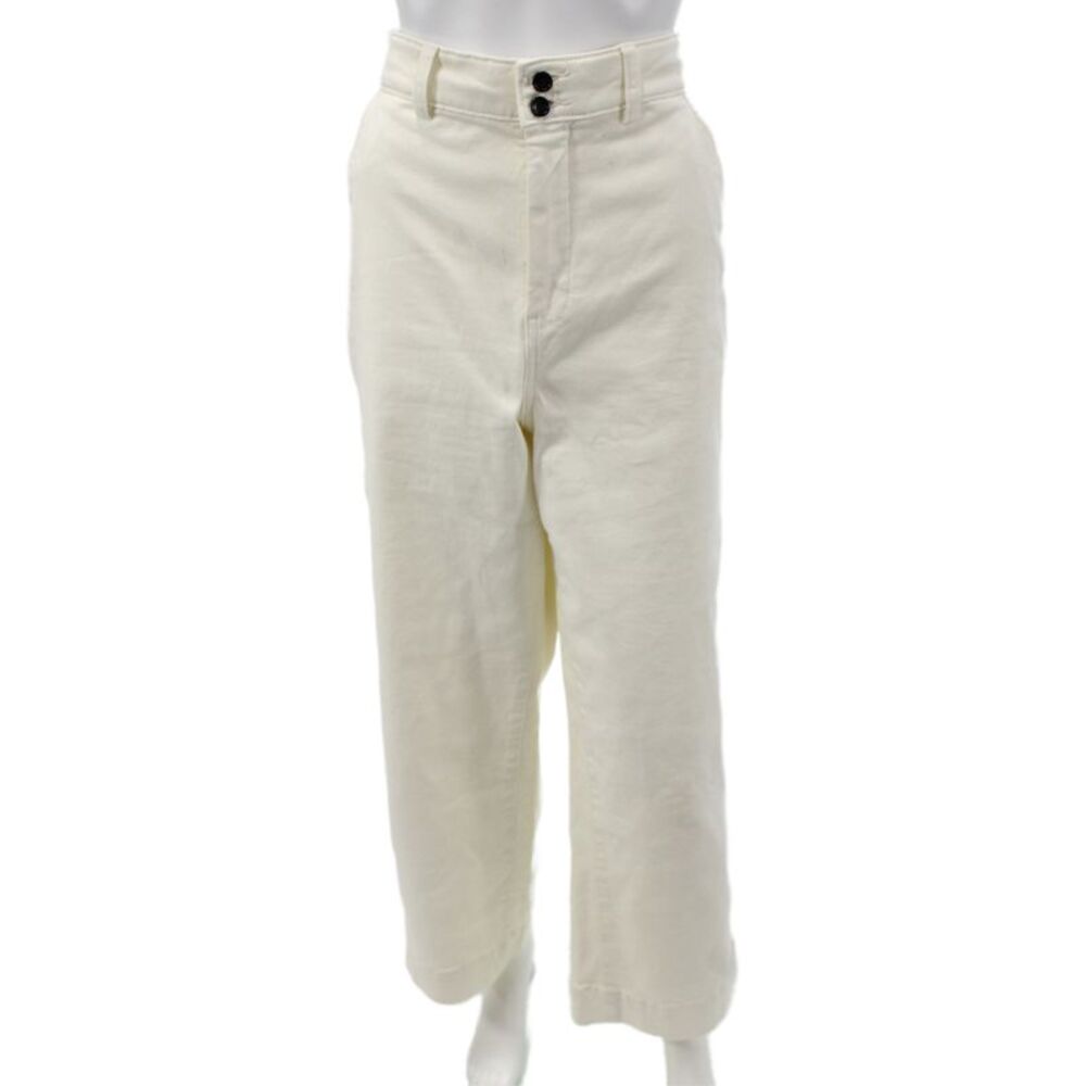 Everlane Women Cropped White Organic Cotton Button Front Pants Size 12